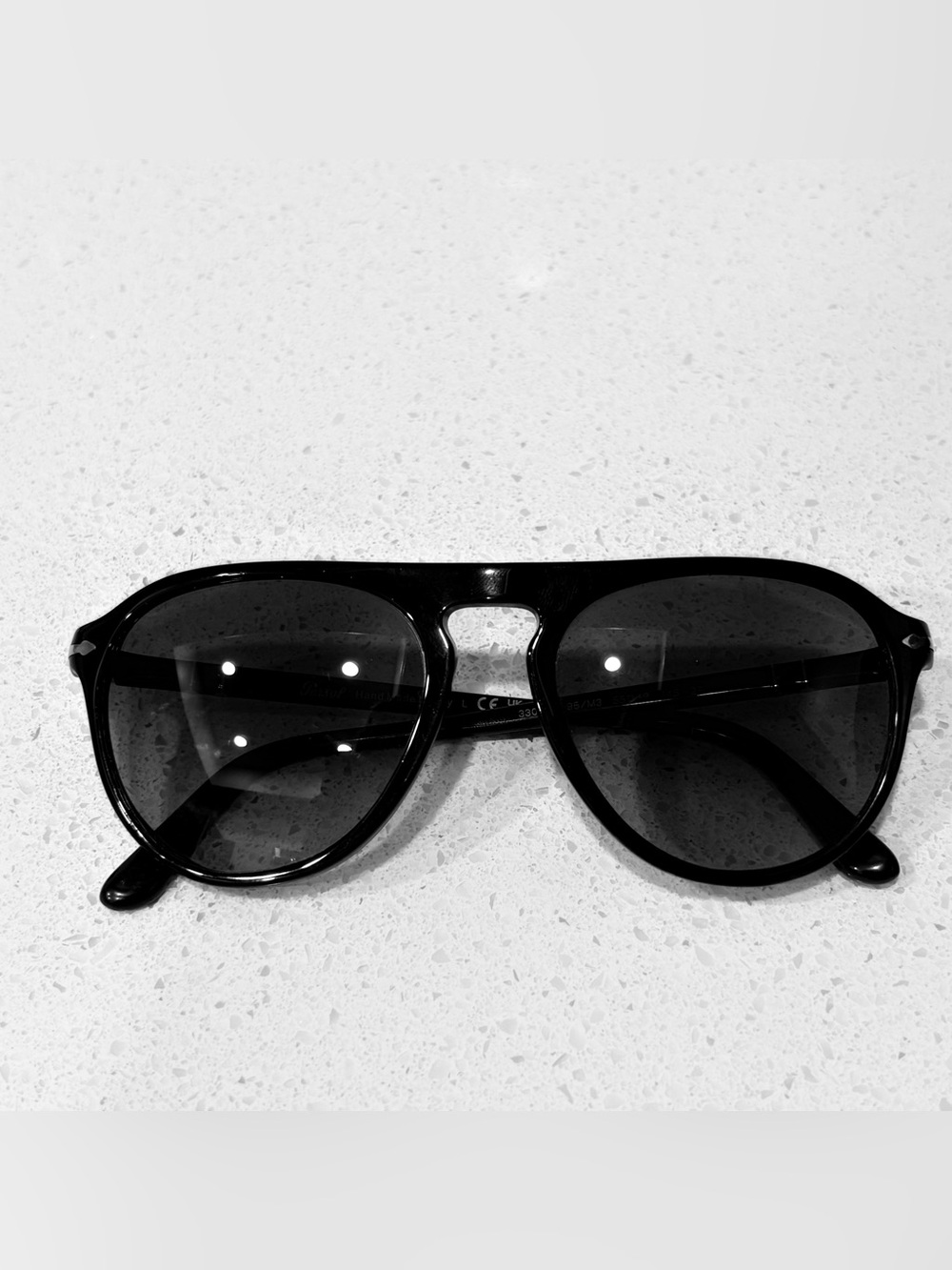 Persol Black Polarized Sunglasses Temple Detail